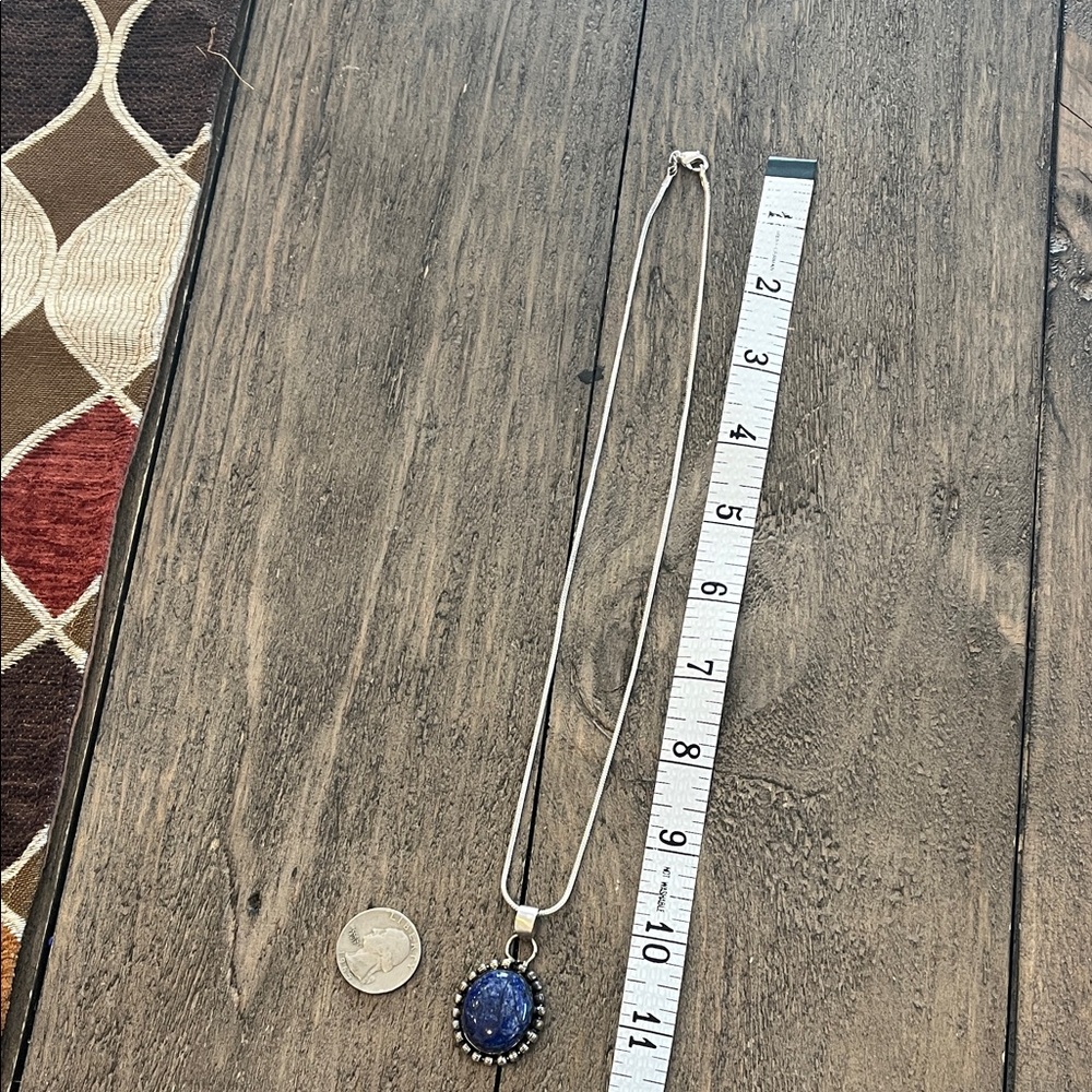 Sterling Silver Blue Lapis Pendant Necklace - Picture 5 of 5